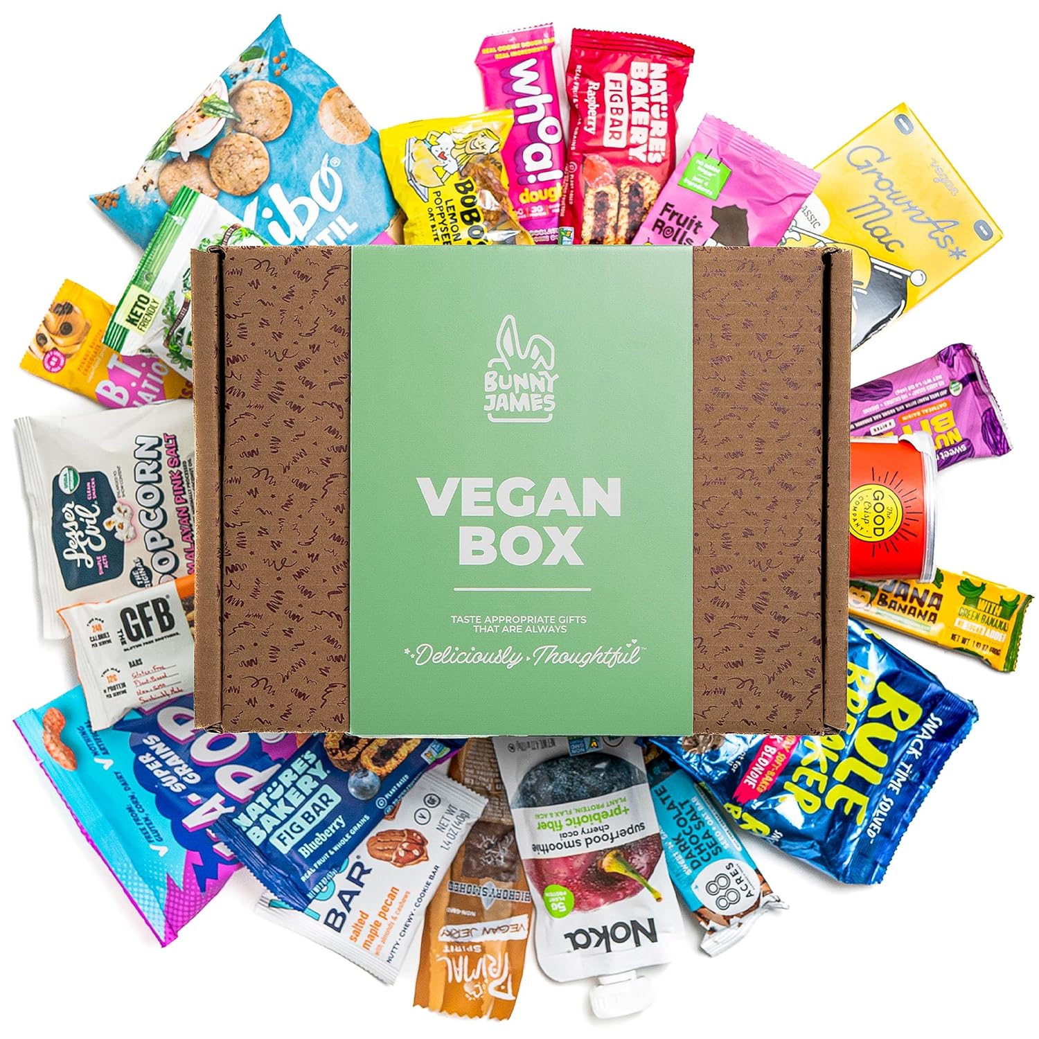 Vegan Snacks Gift Basket for Adults Healthy Food Treats Variety Pack with Cookies, Protein Bars, Candy, Crispy Chips, Vegan Jerky, Fruit and Nut Blends - Ideal Vegan Snack Box Gift for Women & Men