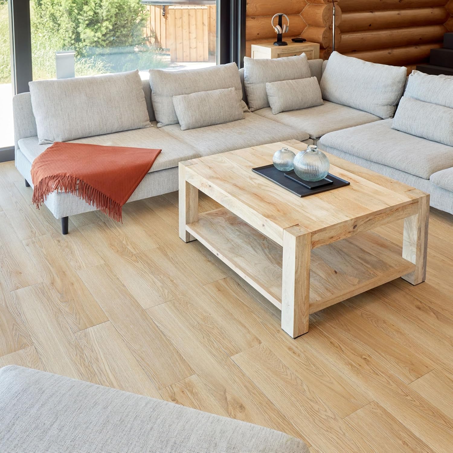 Self Adhesive Floor Planks - 36 Planks Pack Covering 53.8 Sqf / 5sqm | Each Stick On Tile Plank Measures 5.9x35.9in (91.4x15.2cm) | Peel And Stick Vinyl Flooring | Beige Wood Effect