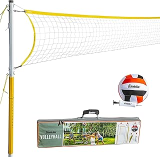 Franklin Sports Outdoor Volleyball Net Sets - Beach + Backyard Portable Volleyball Net with Poles - Complete Outdoor Volleyball Sets with Net + Volleyball Included