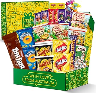 Australian Snack Gift Box (29 Units) Best Australian Candy and Food Products Packed with Aussie Candy Classics including Tim Tams, Arnott’s, Twisties, Cherry Ripe and Much More