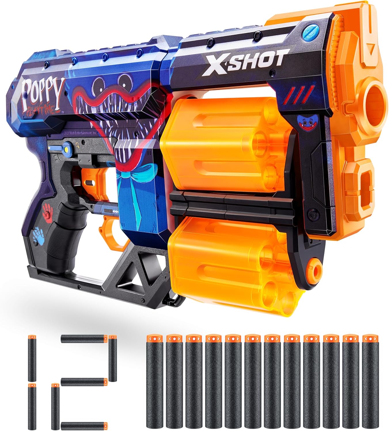 XSHOT Skins Dread Poppy Playtime - Jumpscare (12 Darts) by ZURU, Frustration Free Packaging, Easy Reload, Air Pocket Dart Technology, Toy Foam Dart Blaster for Kids, Teens, Adults