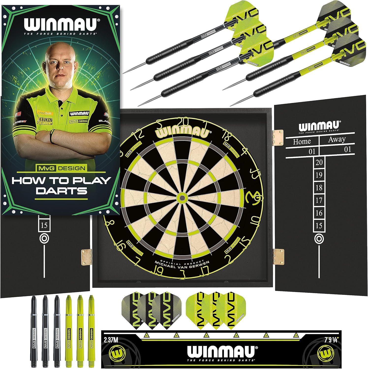 WINMAU Michael Van Gerwen MvG Sets Available with Dartboards, Cabinets, Surrounds, Darts and Accessories
