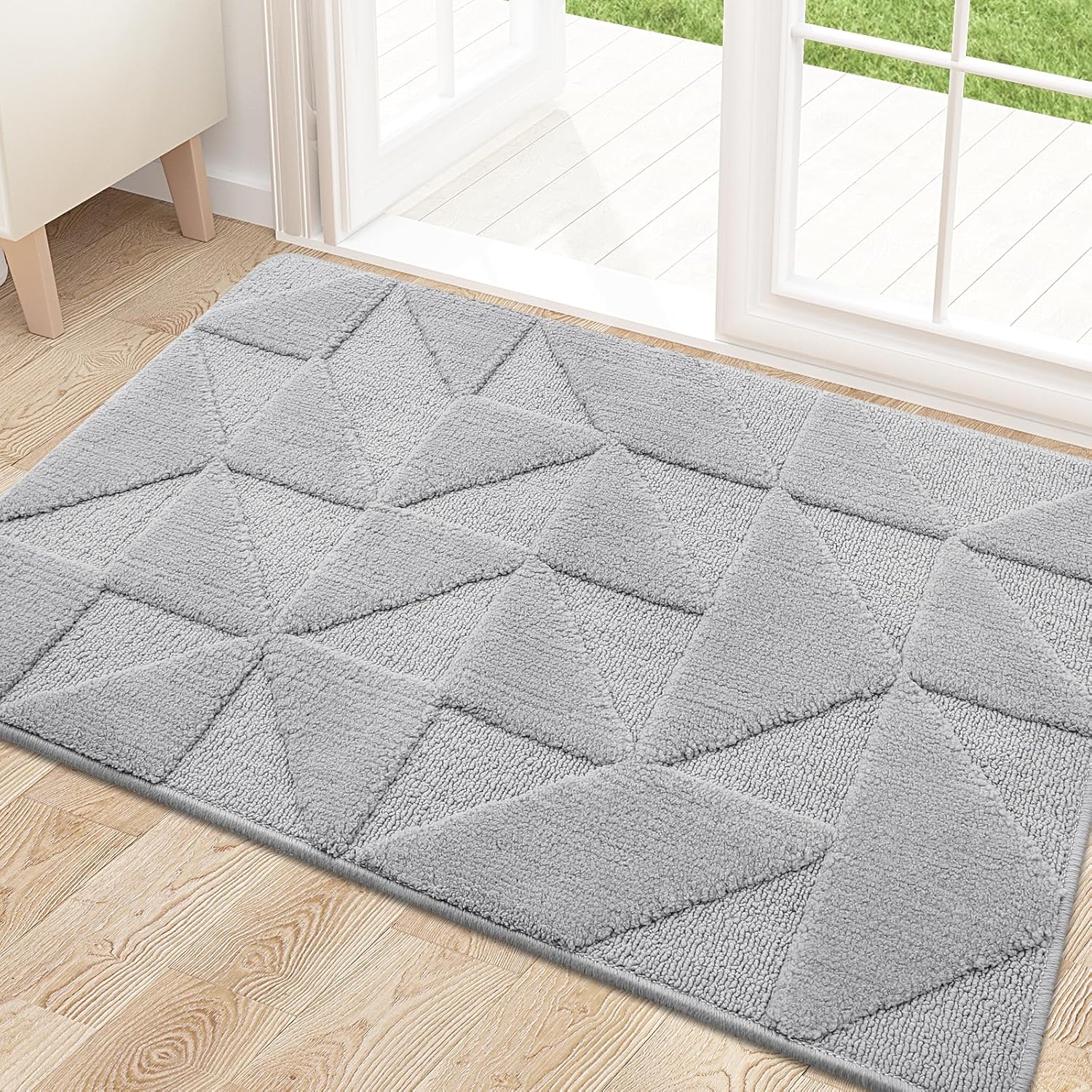 OLANLY Door Mats Indoor, Non-Slip, Absorbent, Dirt Resist, Entrance Washable Mat, Low-Profile Inside Entry Doormat for Entryway (32x20 inches, Grey)