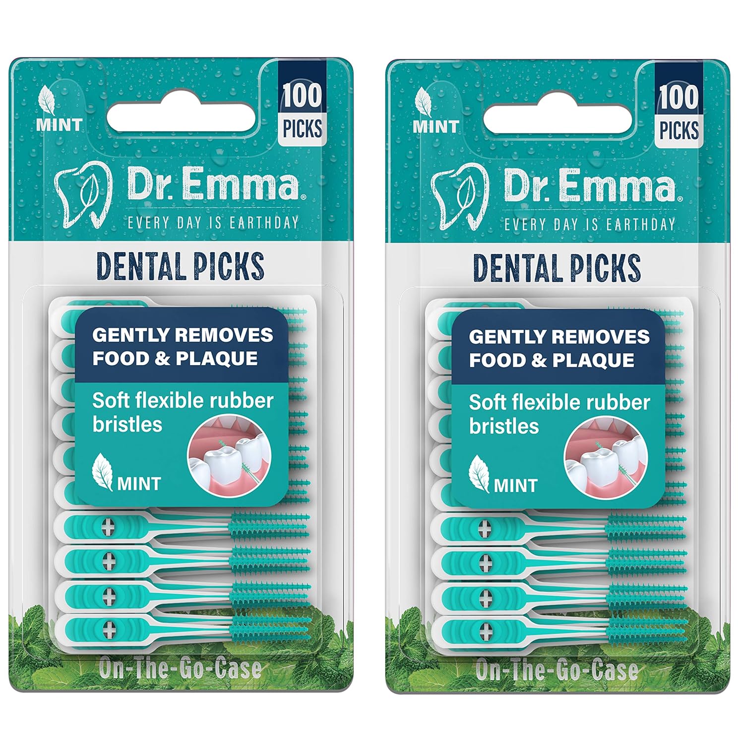 Dental Picks Mint Brush Picks 100Ct/Pack, 2 Packs (200Ct)