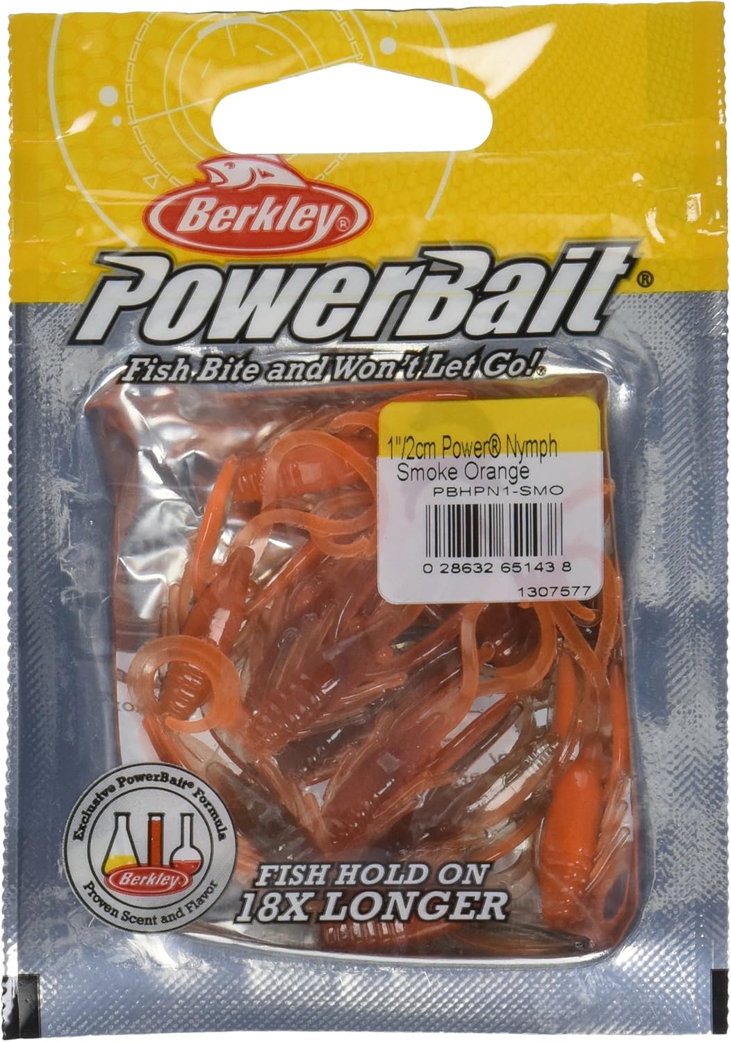 Berkley PowerBait Power Nymph Smoke Orange, 1" (12 Count)