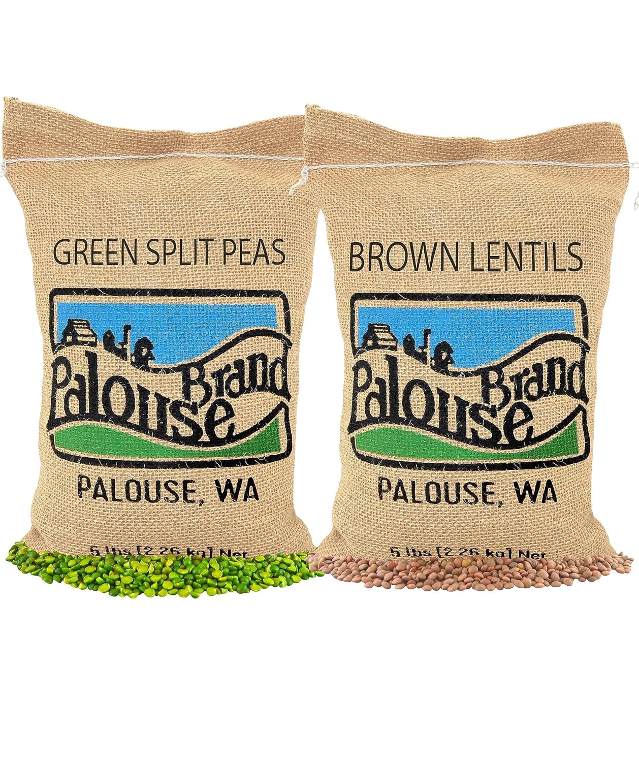 Certified Glyphosate Residue Free Brown Lentils and Green Split Peas | 10 lbs | 100% Desiccant Free | Non-GMO Project Verified | 100% Non-Irradiated | Kosher | USA Grown | Field Traced | Burlap Bag