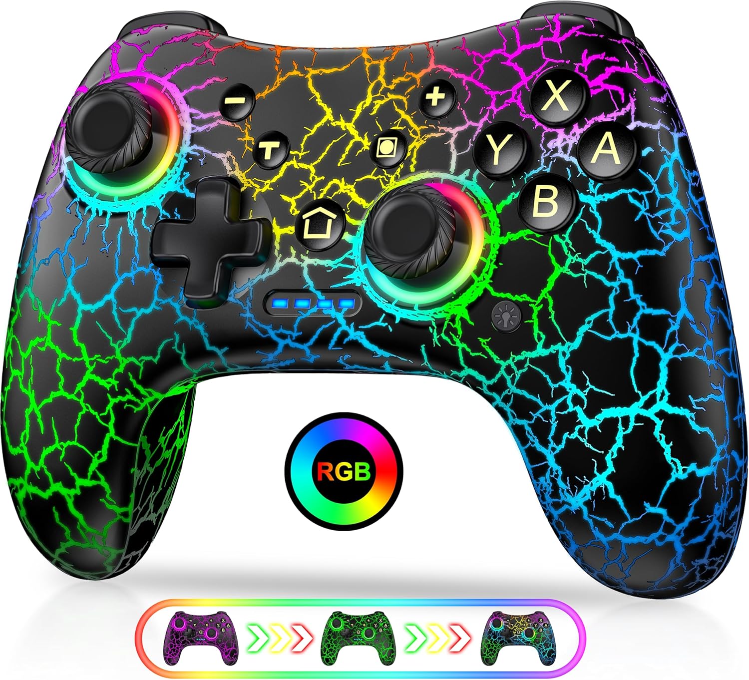 HASACOOL Switch Controller, Wireless Switch Pro Controllers for Nintendo Switch/Lite/OLED, Ergonomic Adjustable LED Switch Remote Accessories Compatible with PC/Android/IOS with Turbo & Vibration