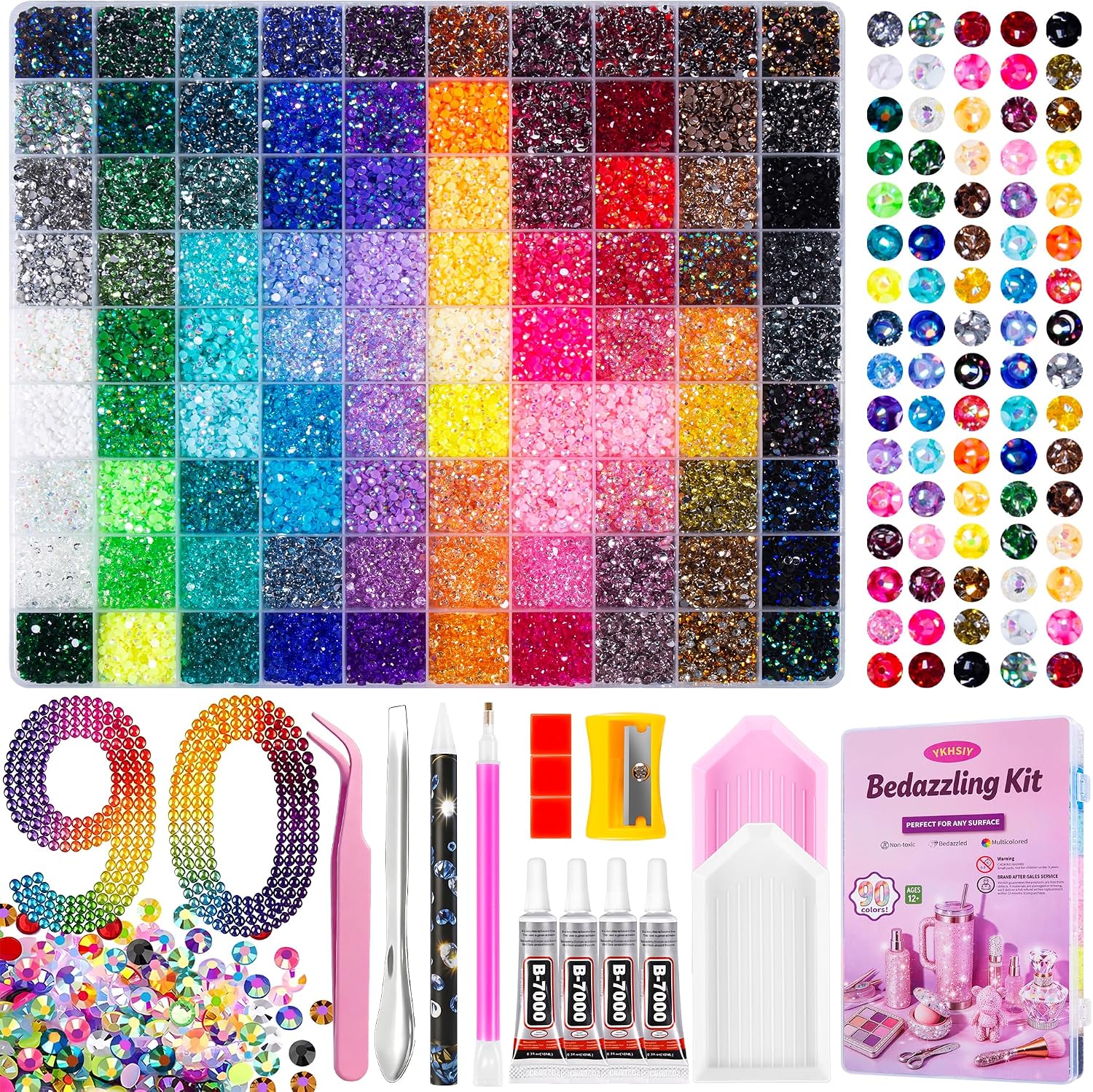 Bedazzling Kit 72000Pcs 90 Colors 3mm Resin Jelly Rhinestones - Diamond Art