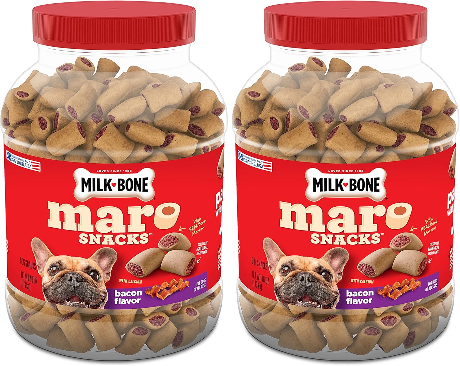 Milk-Bone MaroSnacks Bacon Flavor Small Dog Treats With Bone Marrow, 40 Ounces (Pack of 2) (Packaging Design May Vary)