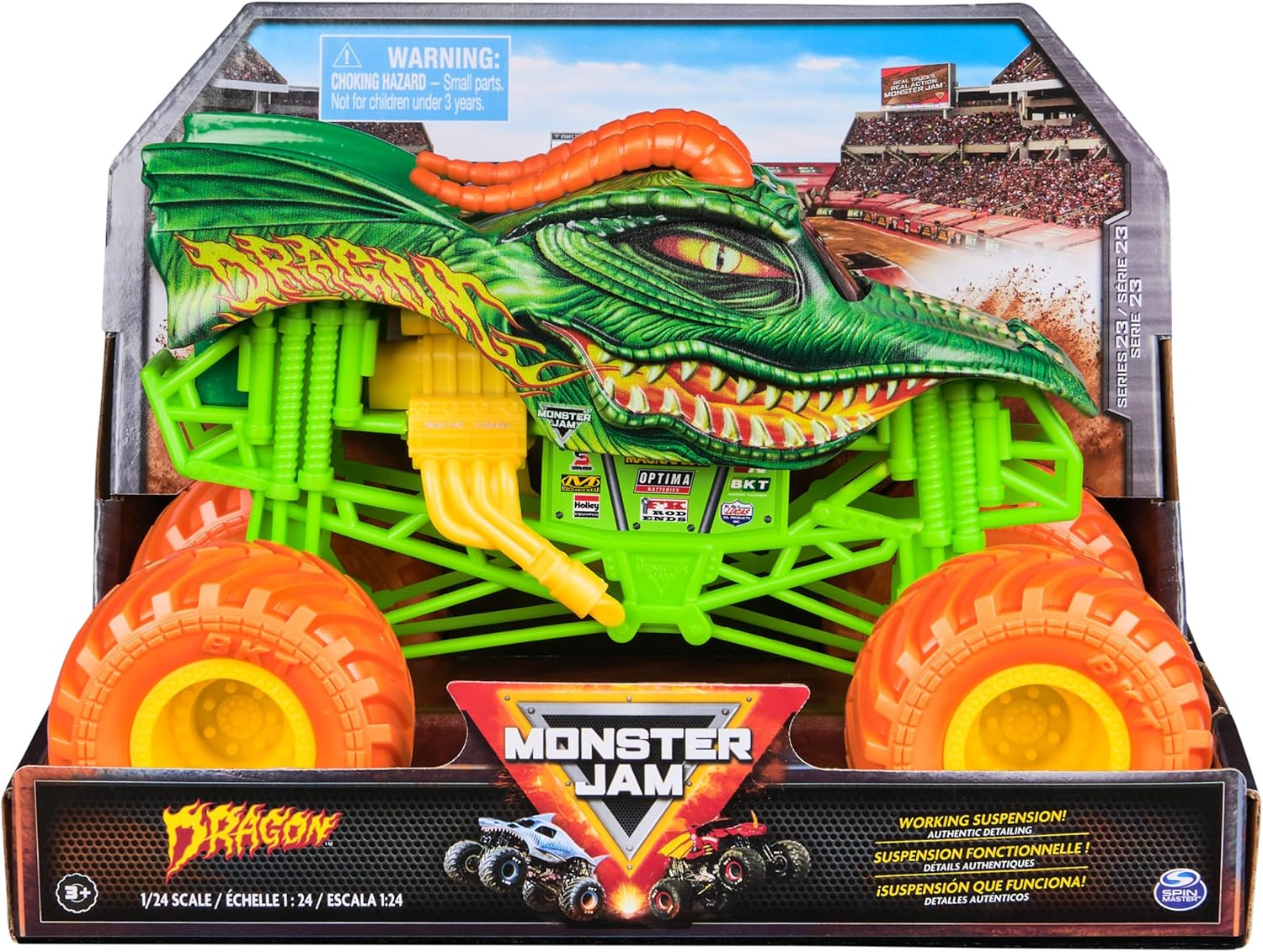 Monster Jam, Official Dragon Monster Truck, Collector Die-Cast Vehicle, 1:24 Scale, Kids’ Toys for Boys and Girls Aged 3 and up