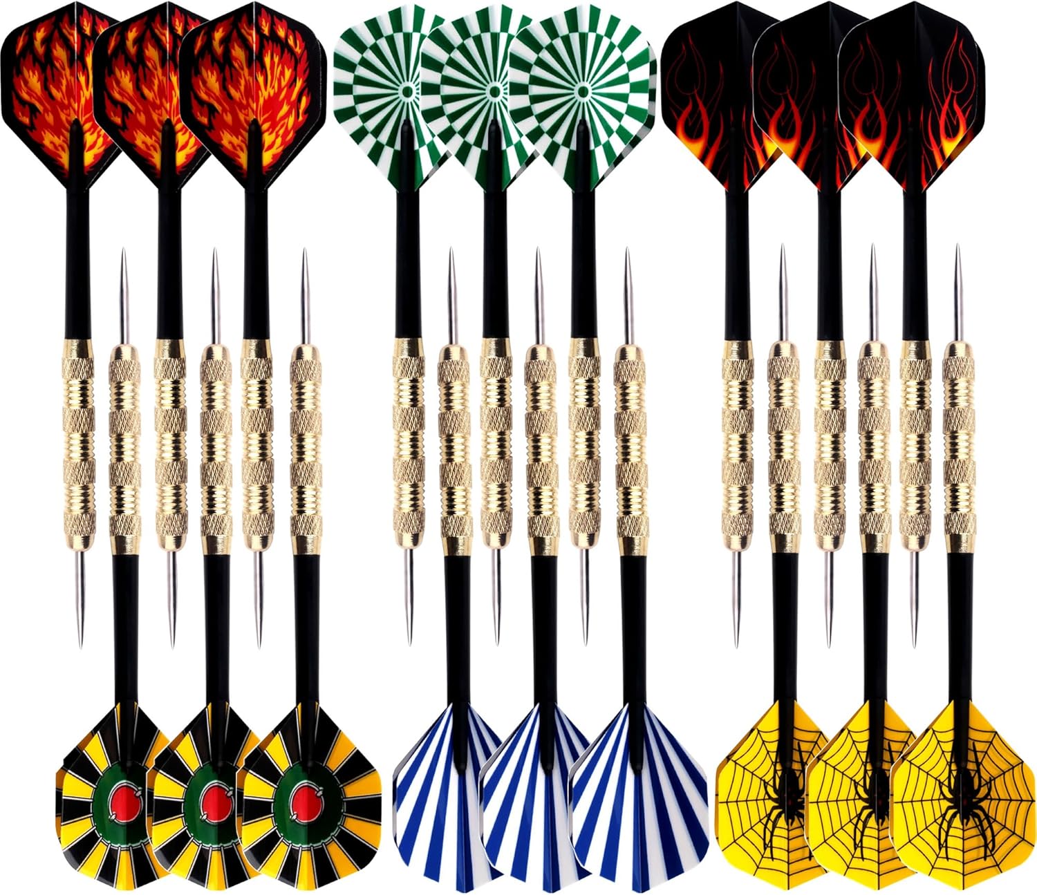 MaxMau Steel Tip Darts Set,Professional Darts Metal Tip,Metal Darts for Dartboard,18 pcs