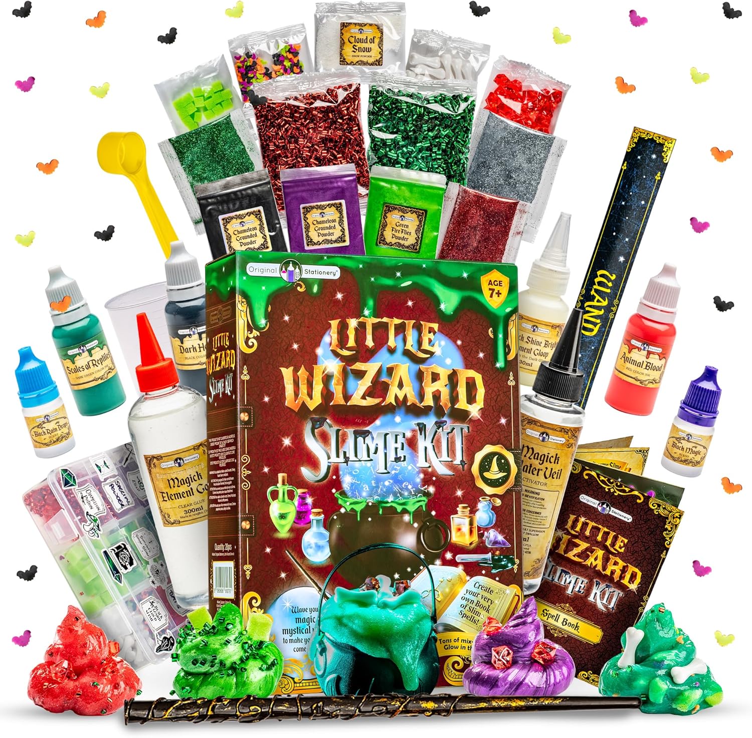 Original Stationery Wizard Slime Making Kit - Multicolor, Ages 7+ - DIY Slime Set with Kids & Wizard Wand - Glow-in-The-Dark Dragon Potion Kit for Kids