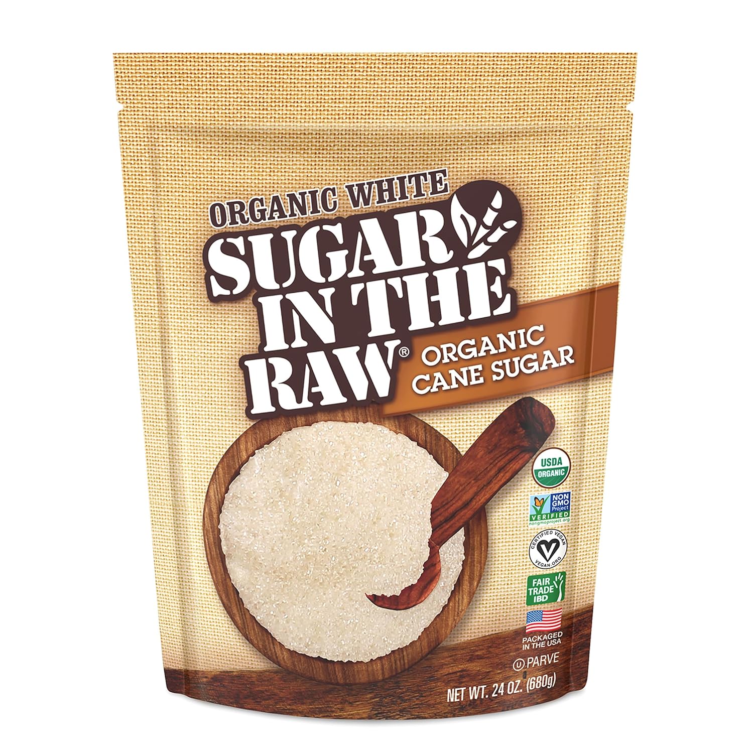 Sugar In The Raw Organic Granulated White Premium Cane Sugar, Pure Natural Sweetener, Hot & Cold Drinks, Coffee, Cooking, Baking, Vegan, Gluten-Free, Non-GMO, Bulk Sugar, 24 oz Bag (1-Pack)