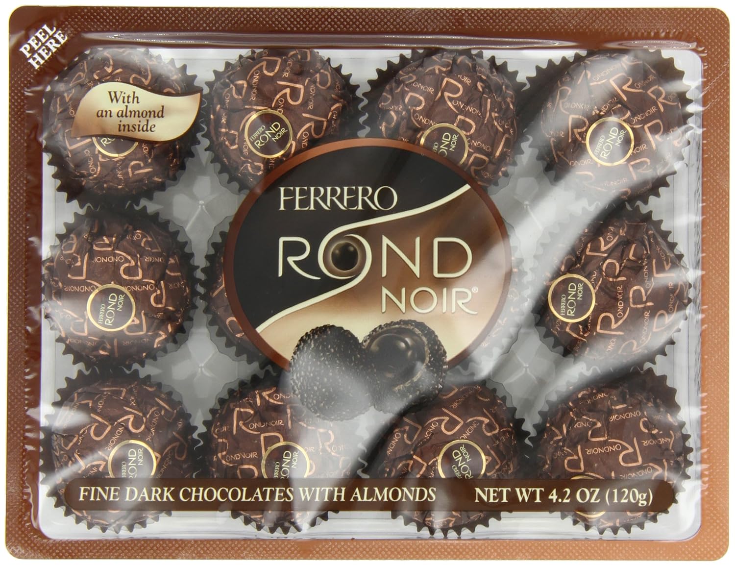 Ferrero Rondnoir Dark Chocolates with Almonds, 12 Pieces