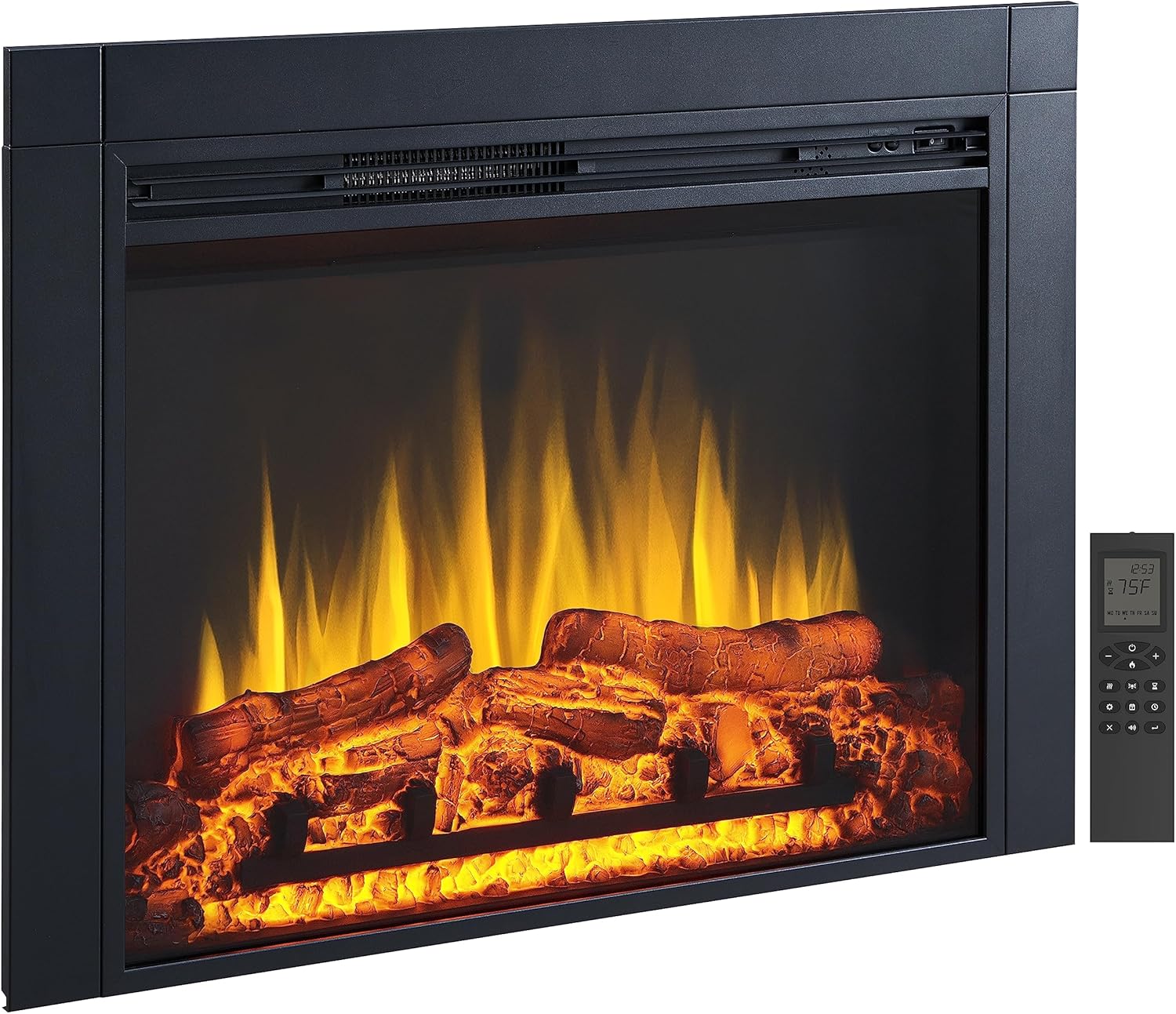 LegendFlame Jaden 36" W x 26" H (EF443) Electric Fireplace Insert with Front Trim Kit, Fire Crackling Sound, 750W/1500W Heater, Remote Control