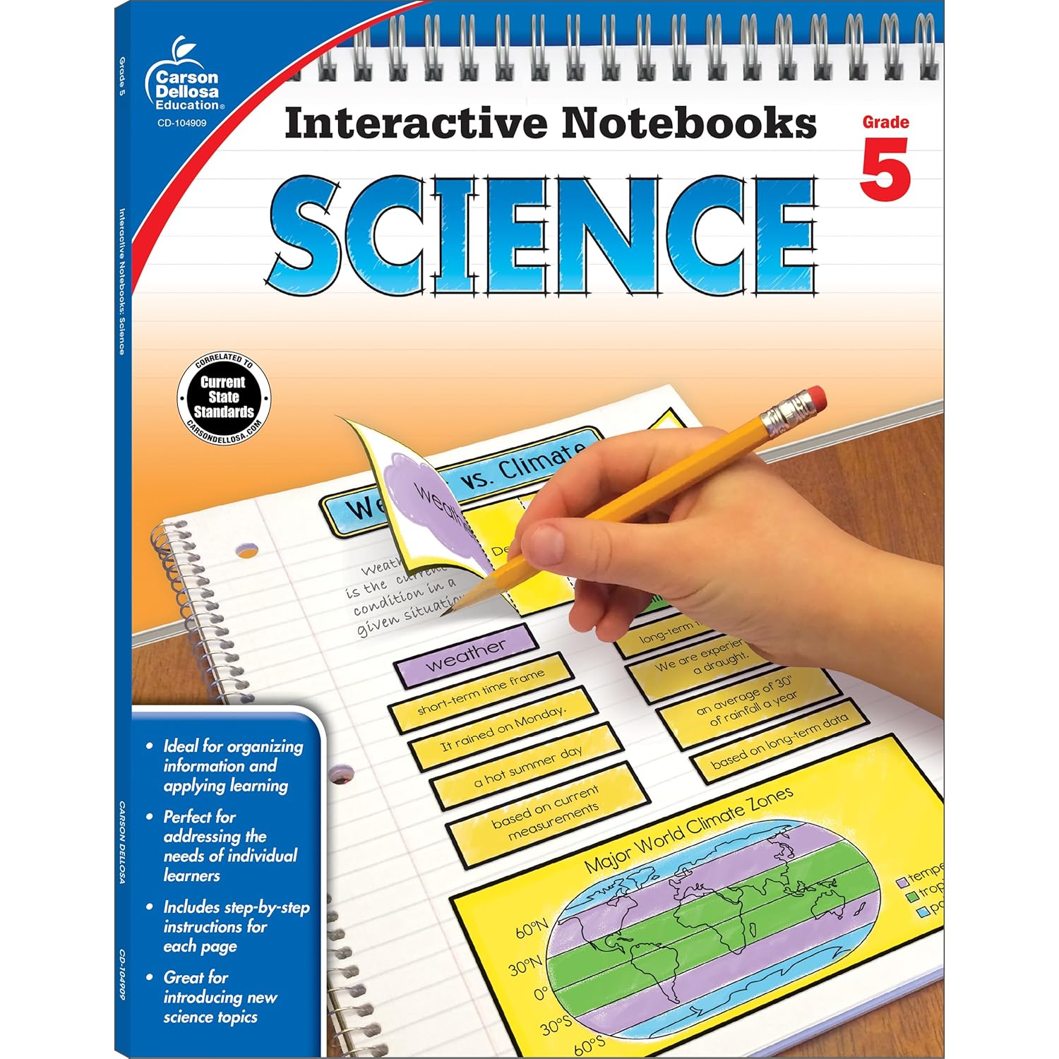 Carson Dellosa 5th Grade Interactive Notebooks, Reproducible Workbook Covering Life, Physical, Space, and Earth Science, Resource for Test Prep and Classroom Organization