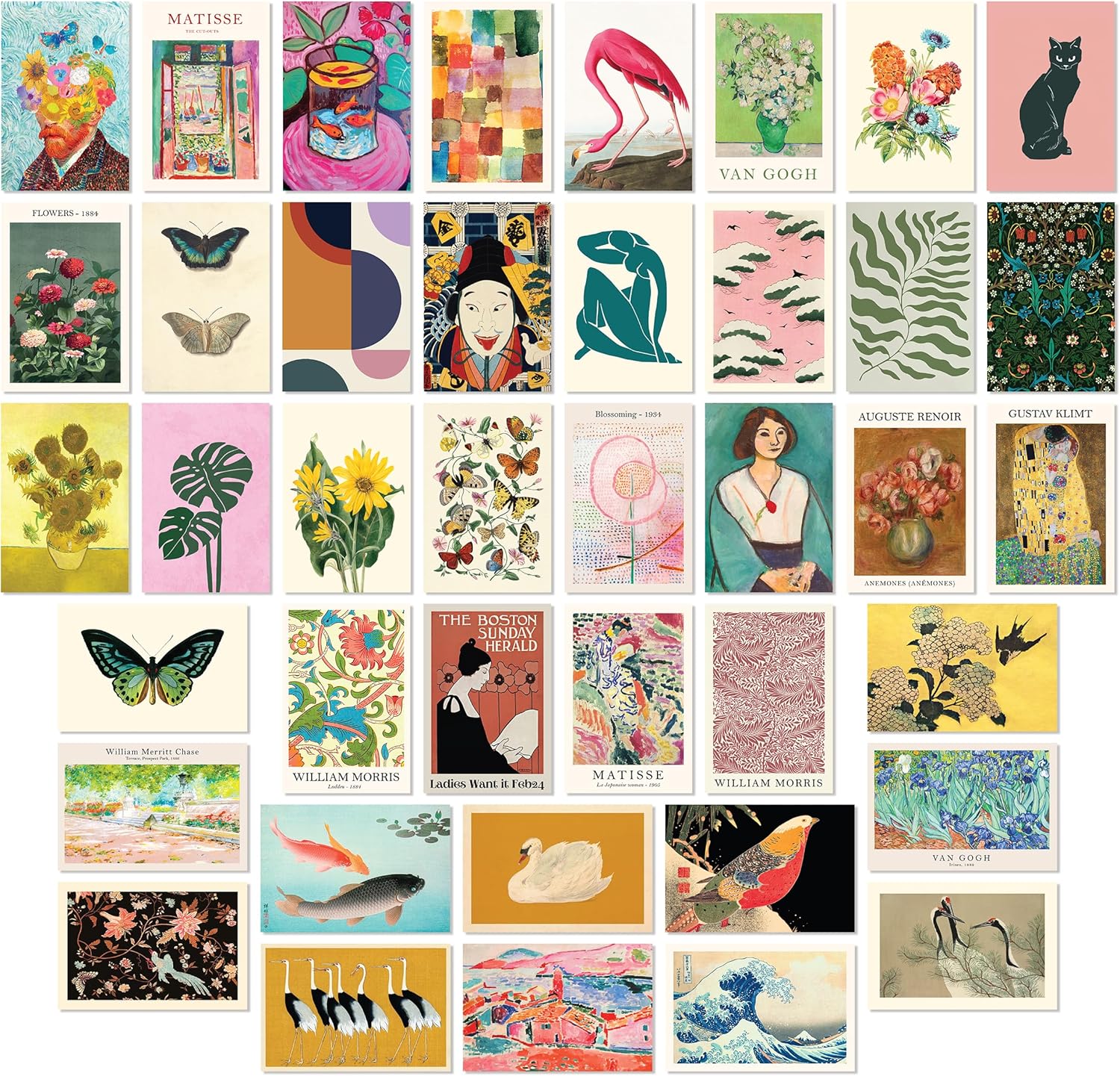 97 Decor Eclectic Wall Art Prints - 40 Small Eclectic Wall Collage Kit For Teen Girls Bedroom, Colorful Art Posters For Room Aesthetic Pictures, Cute Maximalist Home Decor Famous Artist Painting (4x6)