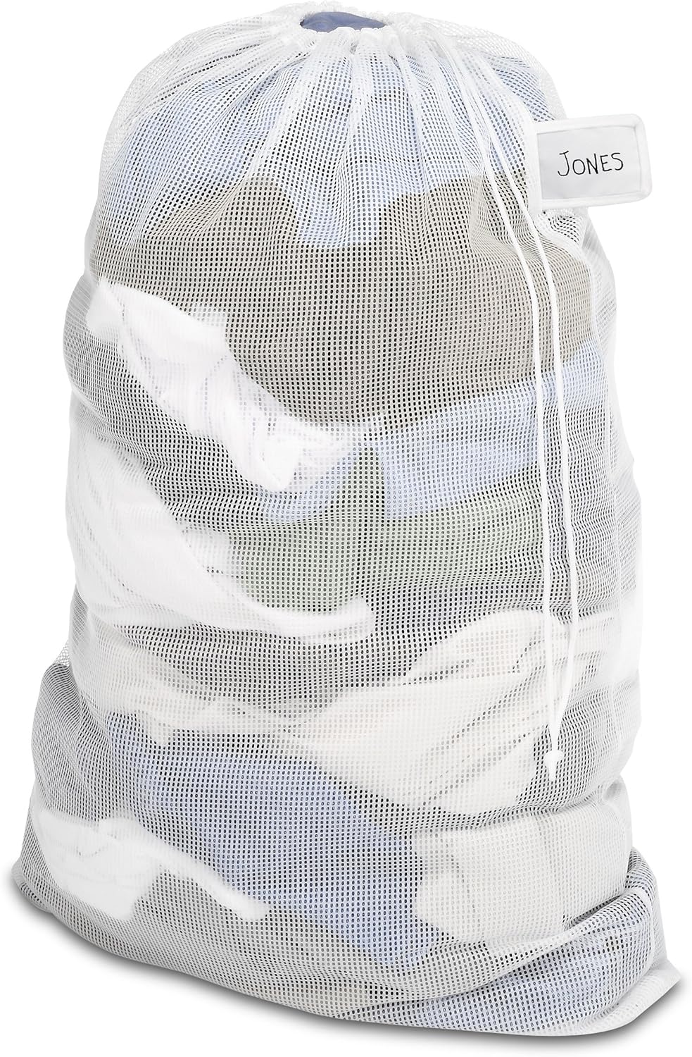 Whitmor Mesh Laundry Bag w/ID Tag White
