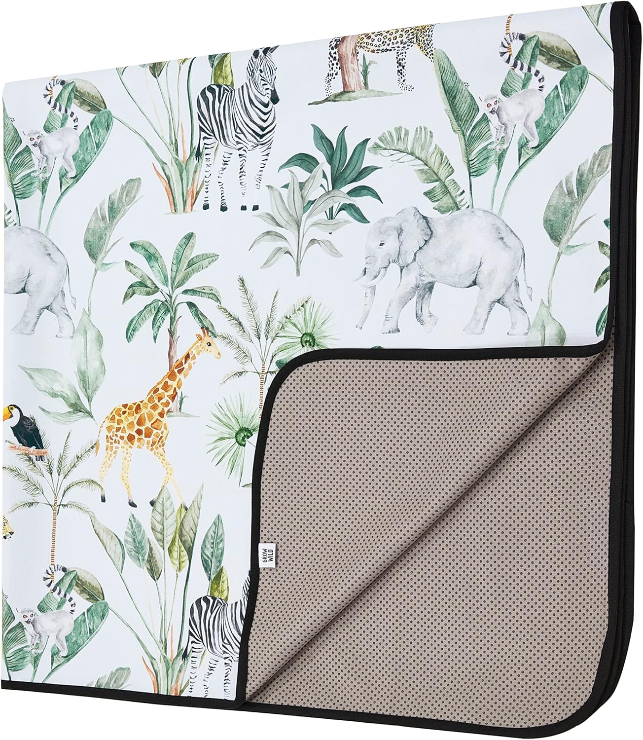Grow Wild Non Slip Baby Splash Mat for Under High Chair | Waterproof, Washable Messy Floor Protector, Play Mat for Toddlers, Kids Craft (Tropical Jungle)