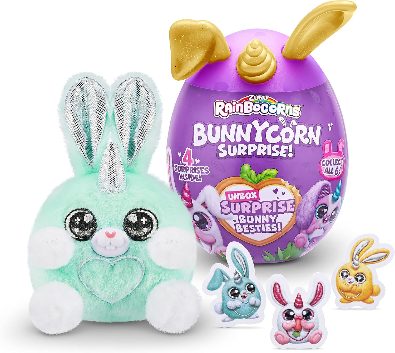 Rainbocorns Bunnycorn Surprise, 2 Pack, 4 Surprises Inside, Collectible Plush Pets, (2 Pack)
