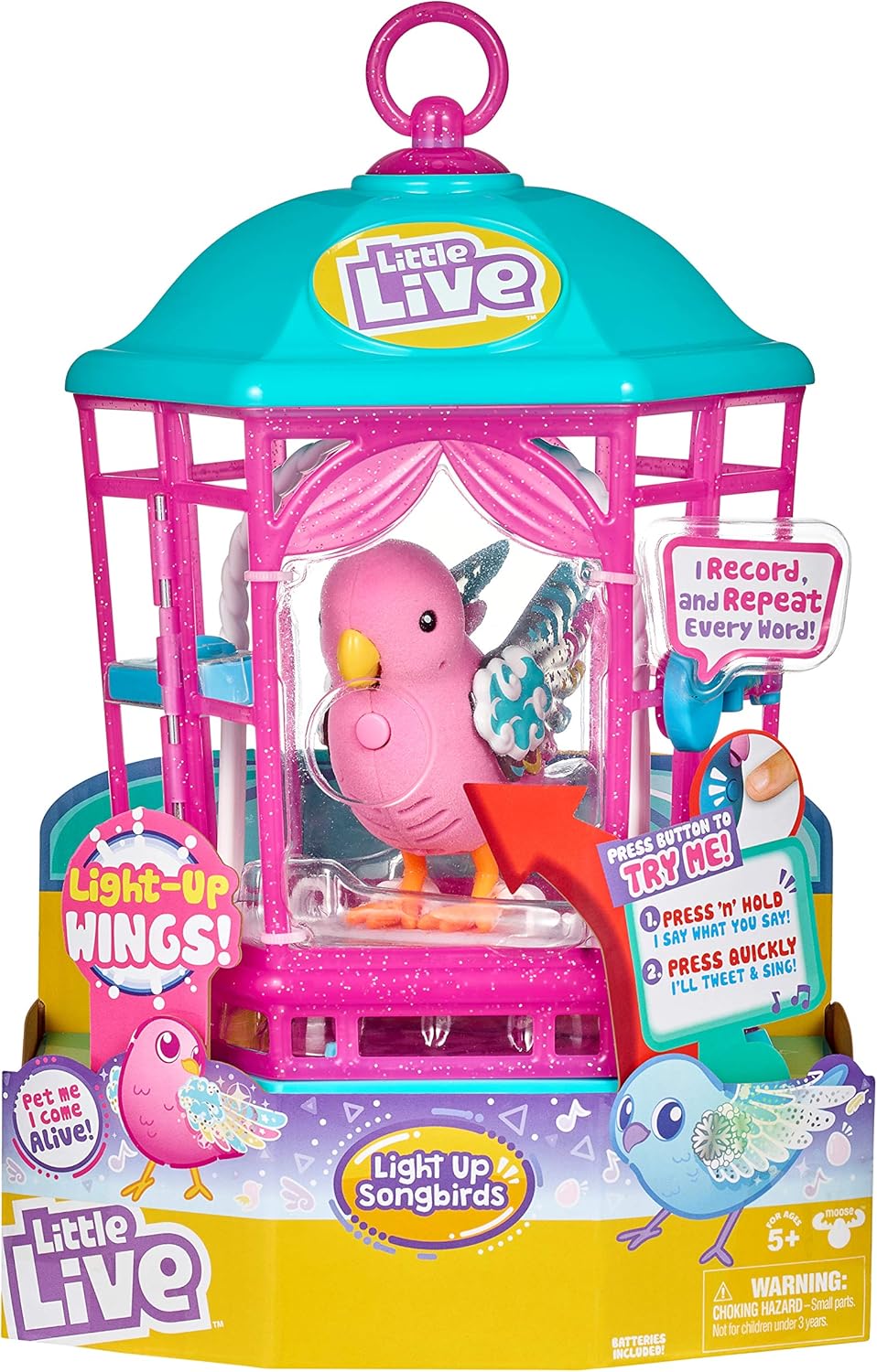 Little Live Pets Bird with Cage - Rainbow Glow - Styles May Vary