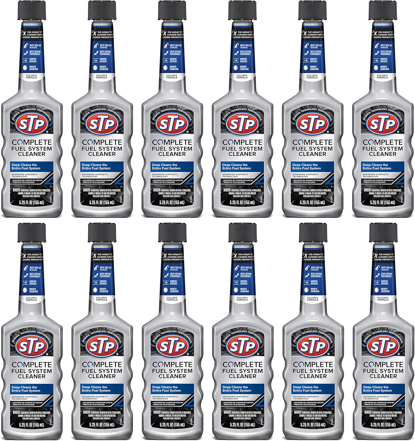 STP Fuel System Cleaner and Stabilizer by STP, Fuel System Cleaner for Cars, Trucks, Motorcycles, 5.25 Fl Oz Each, 12 Pack