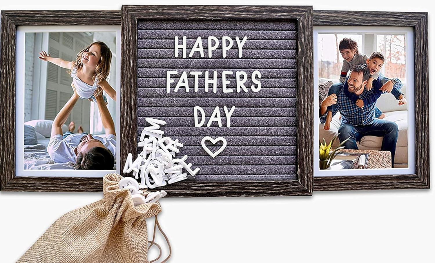 Personalized Father’s Day Picture Frame for Dad or Grandpa – Custom Two Photo Frame with Letter Board – Thoughtful Gift from Kids, Daughter or Grandkids for Papa, Pops, or Poppy