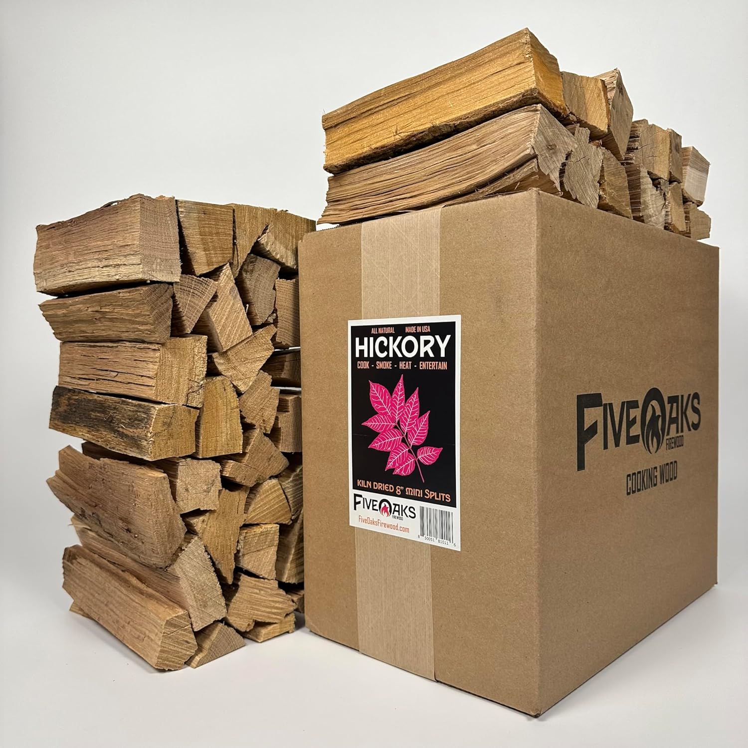 Pizza Oven Wood Kiln Dried Mini Split Hickory 8" inch Long for Cooking,Pizza Wood for Grilling or Smoking 1,248 cu. in. of Hickory