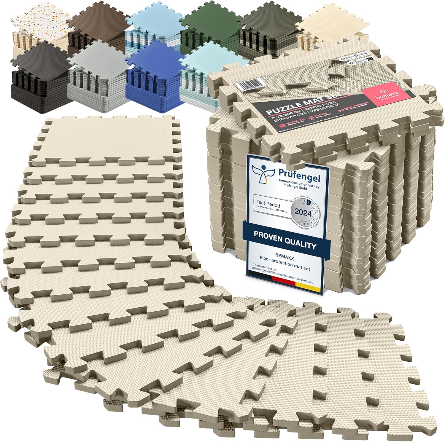 Interlocking Soft Foam Floor Mat - 18 Pieces Protective Gym Flooring Set, Exercise Mats EVA Puzzle Rubber Tiles, Ground Surface Protection Workout Underlay Matting Sports Pool Home Fitness Garage