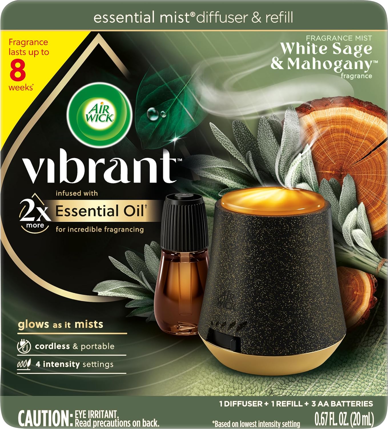 AIR WICK Essential Mist - Starter Kit White Sage & Mahogany, Air Freshener, Essential Oils
