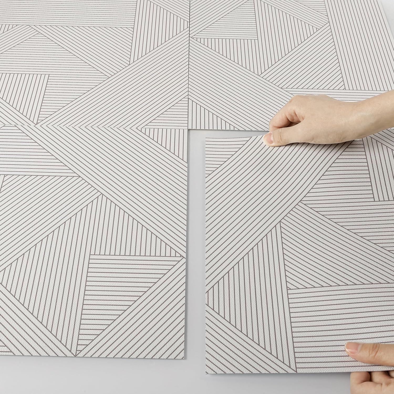 Elffloor 30Pcs Peel and Stick Vinyl Floor Tiles (11.8 x 11.8 inches, 1mm Thick) - Geometric Design, Soft Material, Easy Application, Wall & Floor Use