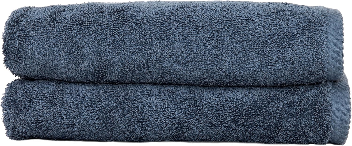 Linum Home Textiles 100% Turkish Cotton 2 Piece 100% Turkish Cotton Soft Twist Hand Towels, Midnight Blue