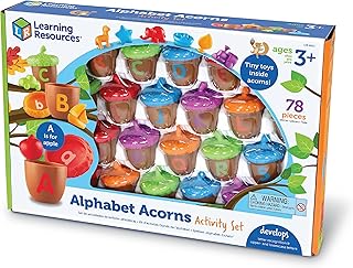 Learning Resources Alphabet Acorns Activity Set, Develops Letter Recognition, Educational Toys for Toddlers, Homeschool, Visual & Tactile Learning Toy, 78 Pieces, Ages 3+