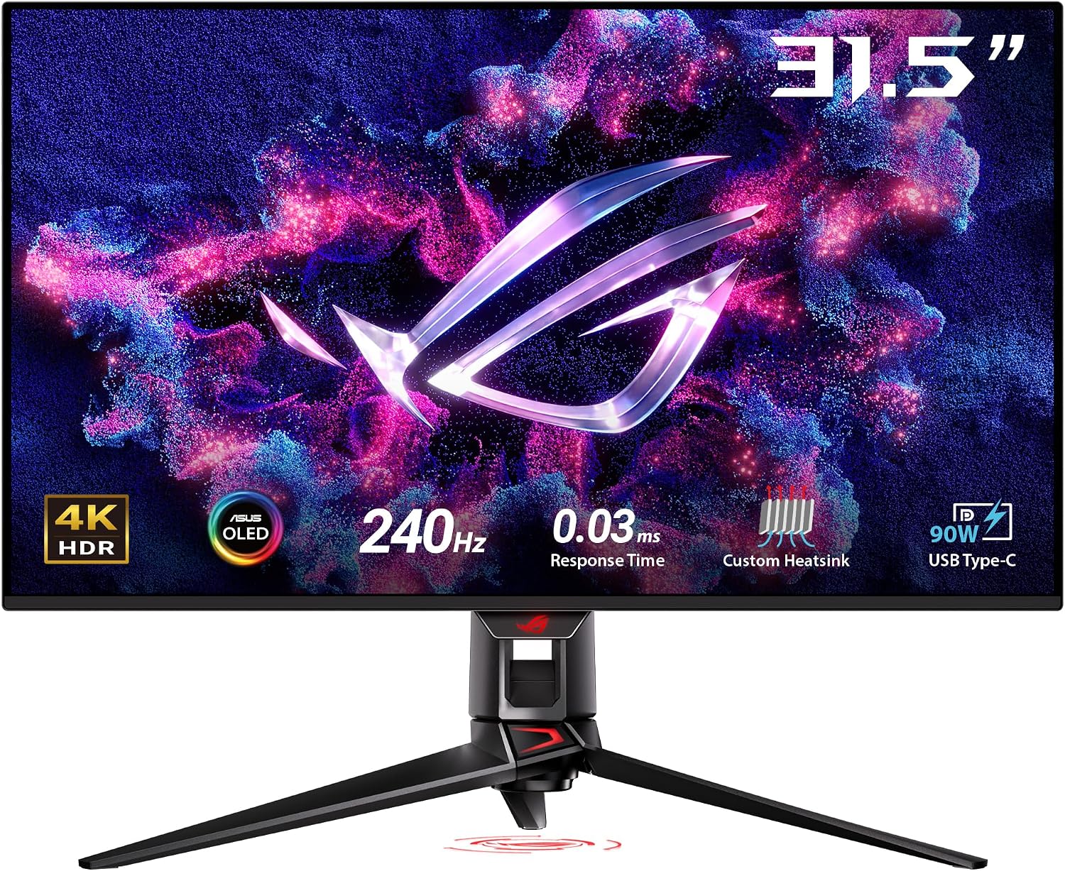 ASUS ROG Swift OLED PG32UCDM gaming monitor ― 32-inch 4K QD-OLED panel, 240Hz, 0.03ms (GTG), G-SYNC compatible, custom heatsink, graphene film, uniform brightness, 99% DCI-P3, True 10-bit, 90 W Type-C