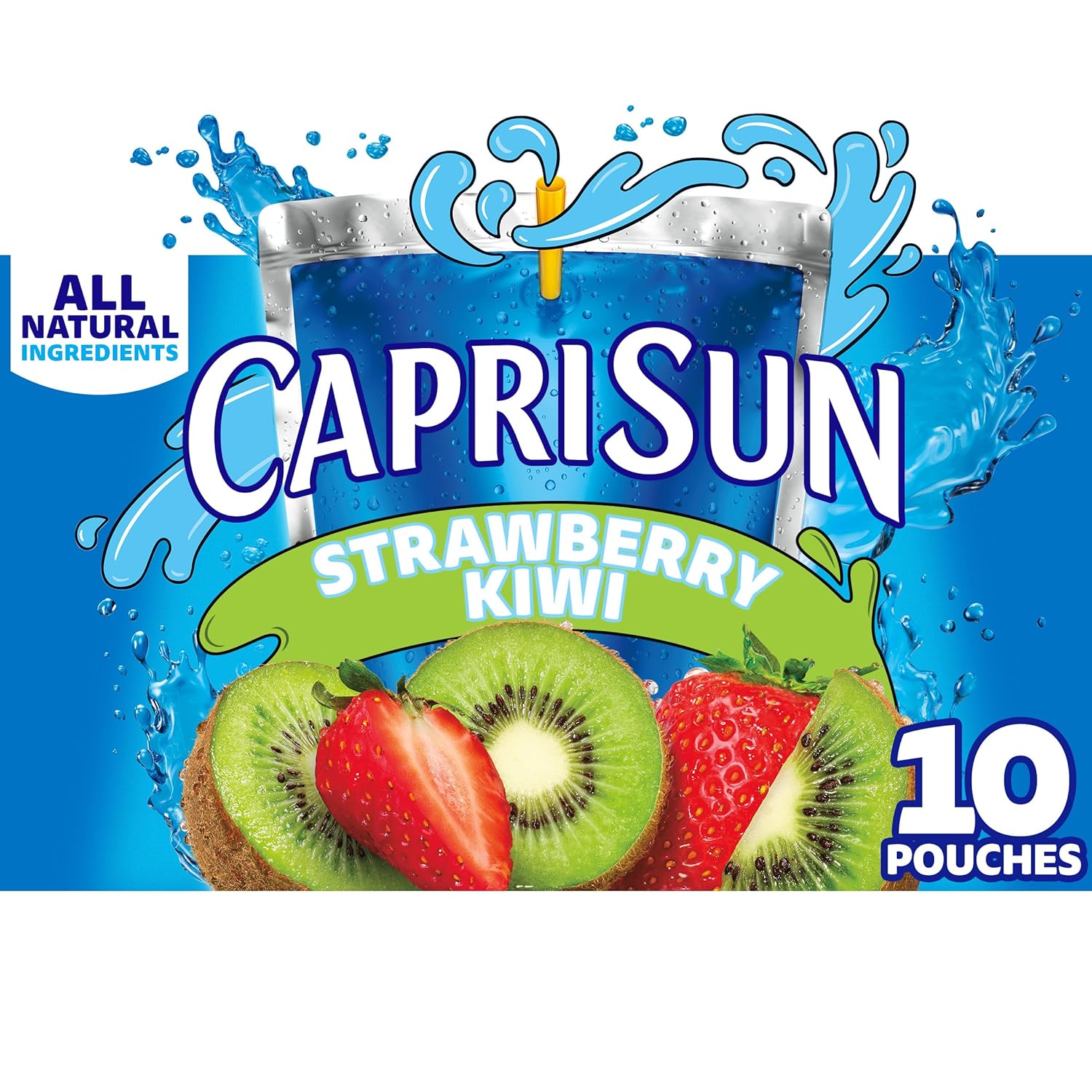 Capri Sun Strawberry Kiwi Flavored with other natural flavor Juice Drink Blend, 10 ct Box, 6 fl oz Pouches