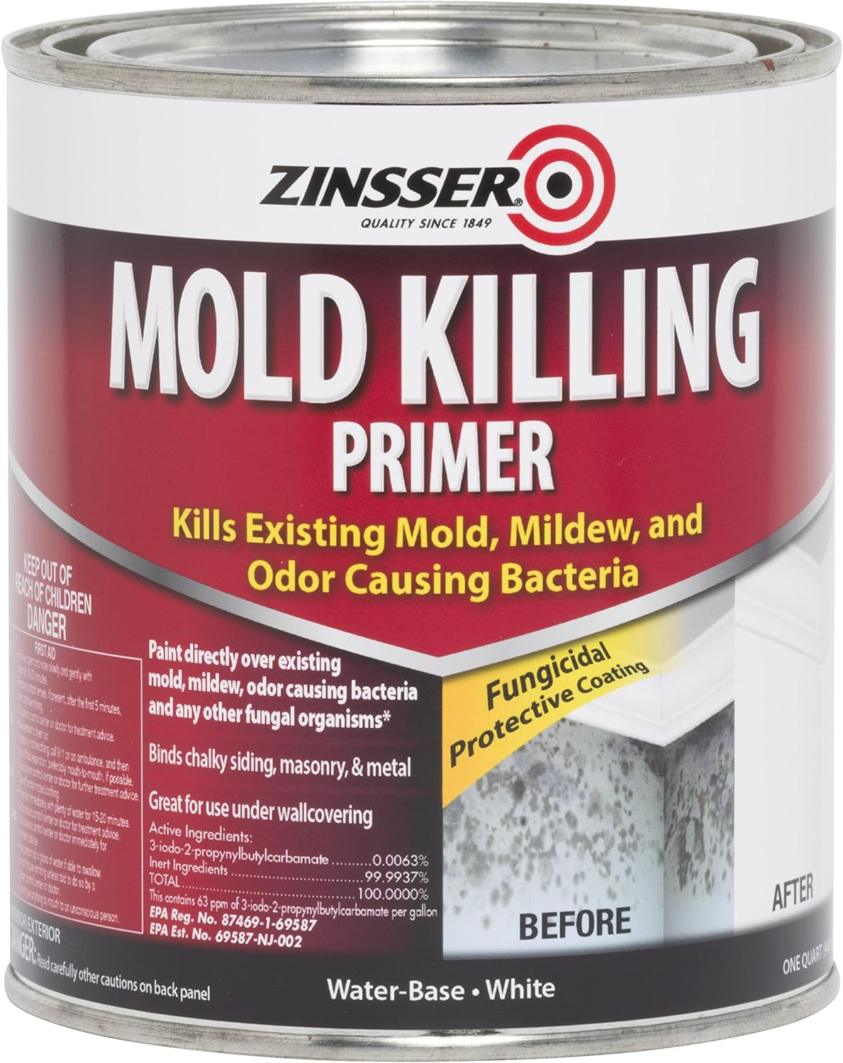 qt Zinsser 276087 White Zinsser, Mold Killing Primer Water-Based Mold Killing Primer