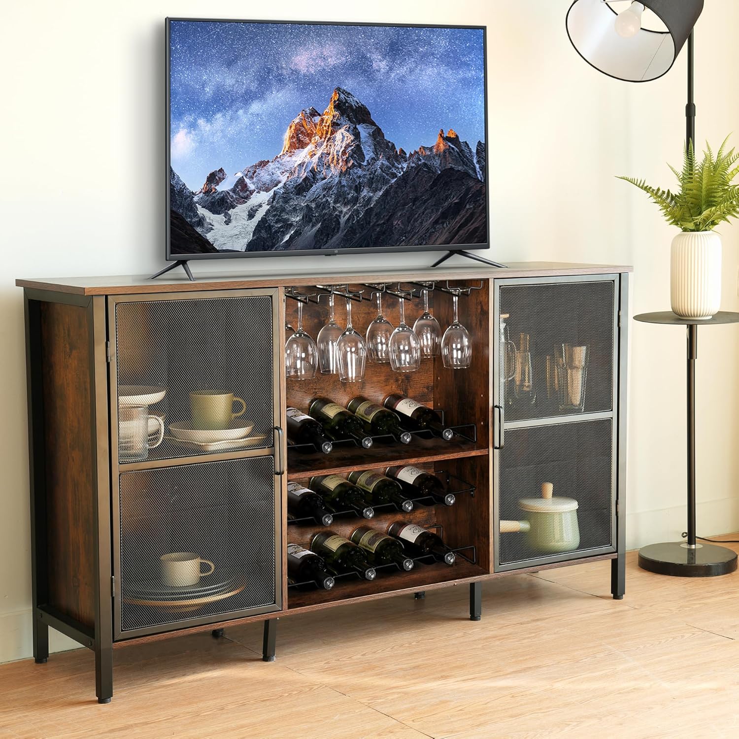 Rengue Industrial Wine Bar Cabinet