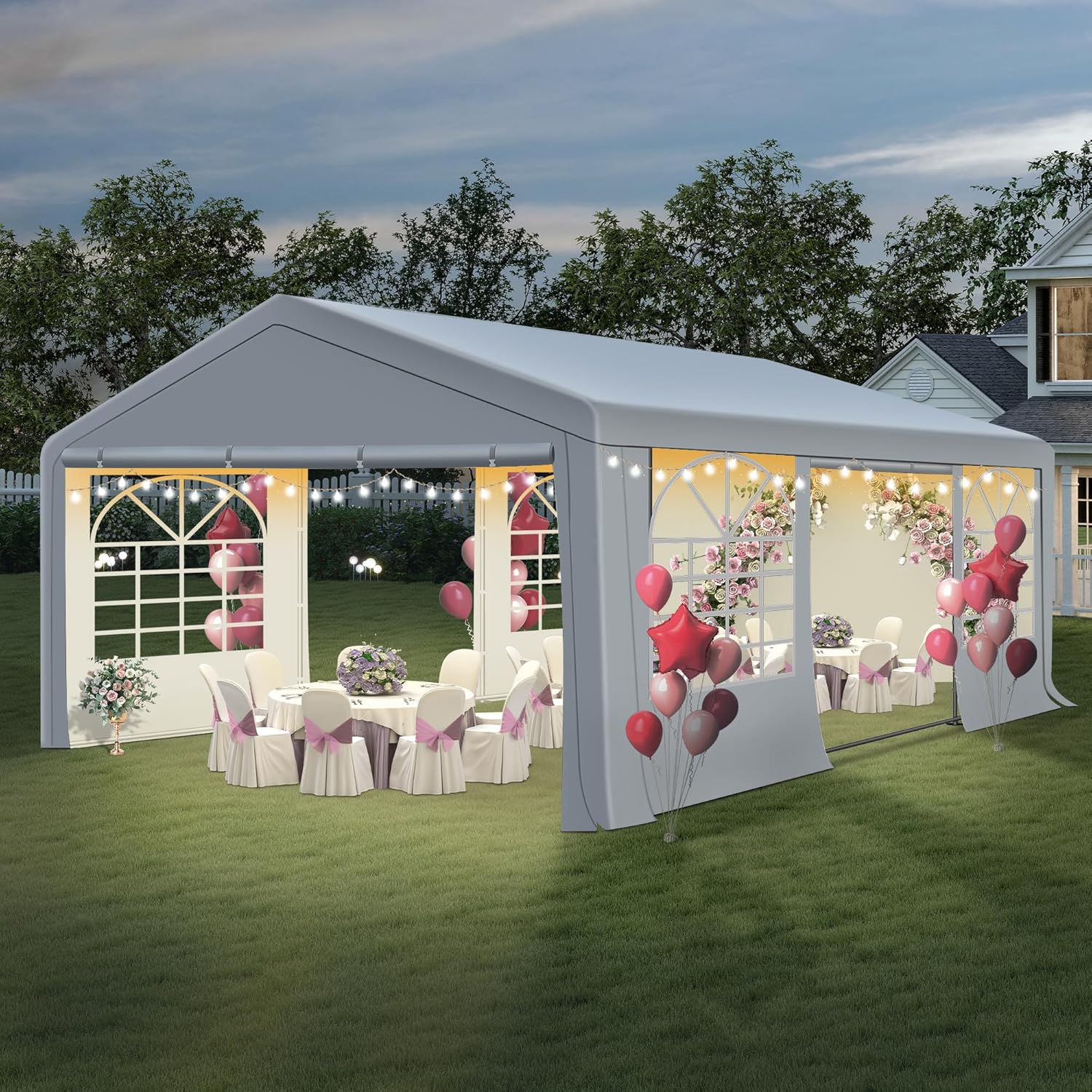 20' x 20' Canopy Party Tent & Carport - Heavy Duty Outdoor Wedding Gazebo with 4 Sand Bags, Event Shelter Canopy for Outdoor Event, Wedding, Birthday Party