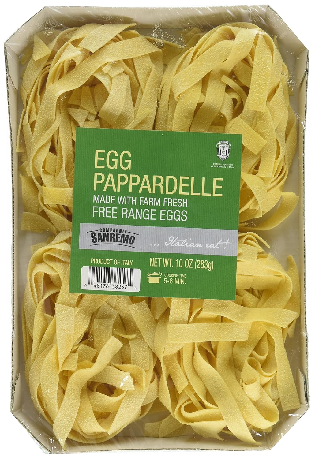 Compagnia Sanremo San Remo Italian Egg Pappardelle Pasta - Non-Gmo, Free Range Egg Traditional Pappardelle - 10 Oz (Pack Of 1) - Product Of Italy
