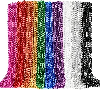 100PCS Mardi Gras Beads, 10 Kinds of Color Bead Necklace Toy Party Favors, 33" Bead Costume Bulk, Festival Parade Throw Accessories Wedding Birthday Celebrations Decor