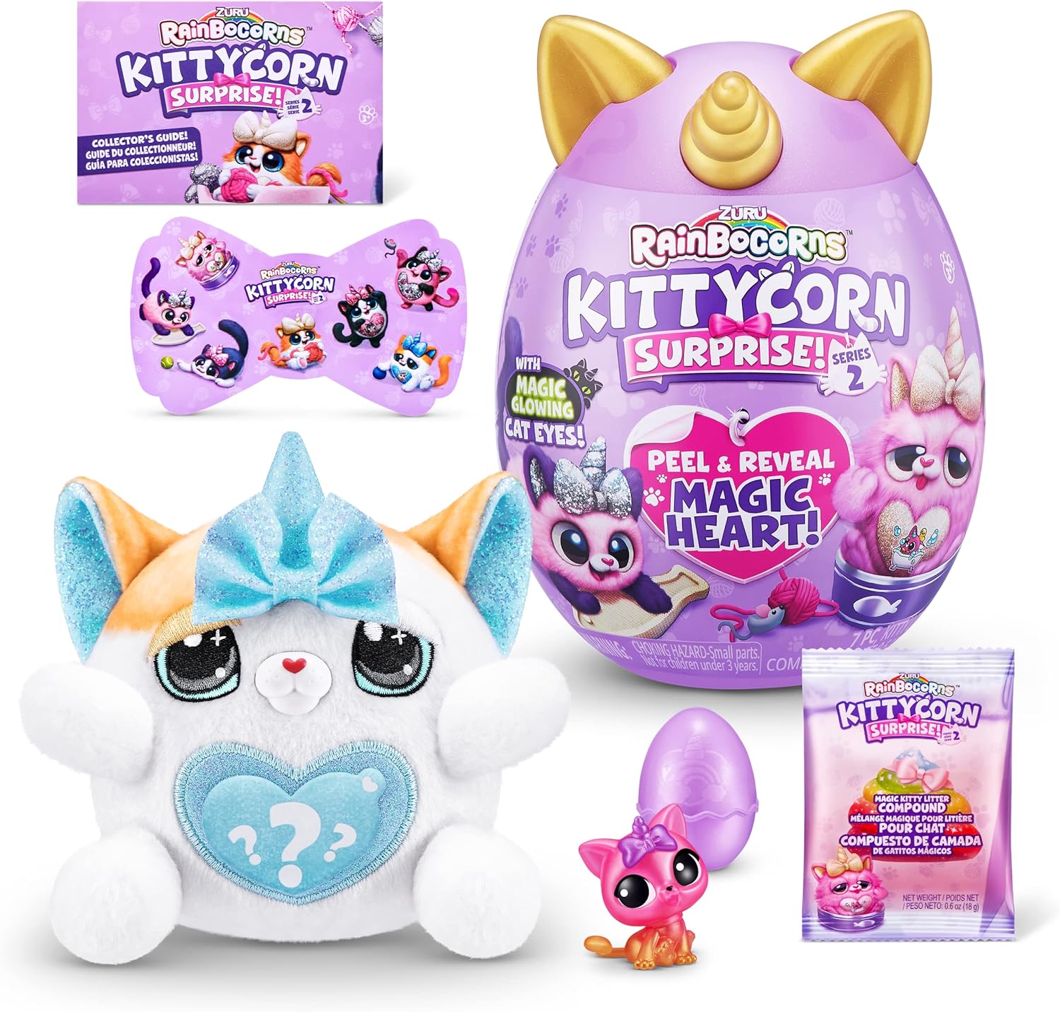 Rainbocorns Kittycorn Surprise Series 2, Pomme the Exotic Cat - Collectible Plush - 10 Surprises to Unbox, Peel and Reveal Heart, stickers, Ages 3+ (Exotic Cat)