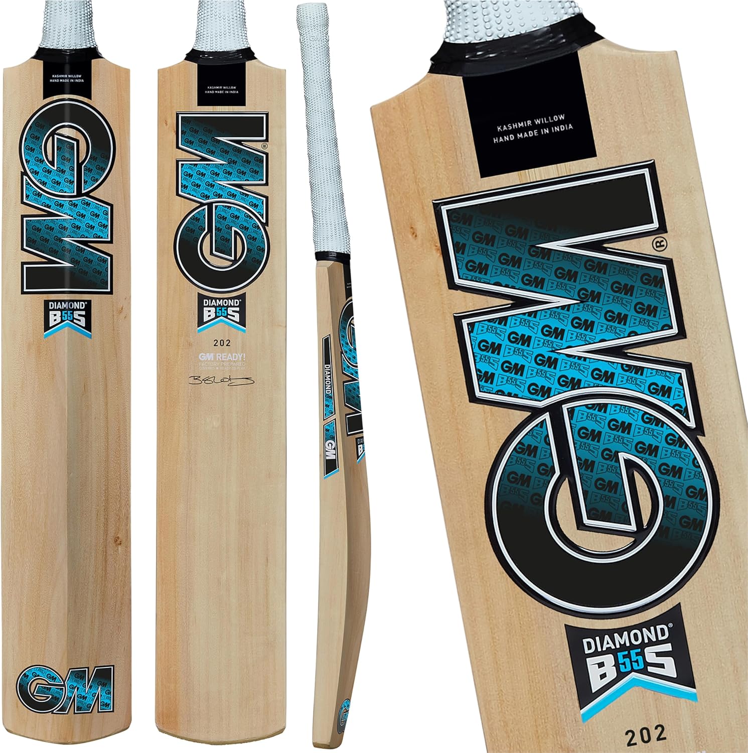 Gunn & Moore GM Cricket Bat - Kashmir Willow - HEX Grip - Available in Various Grades & Sizes for Children to Full Size