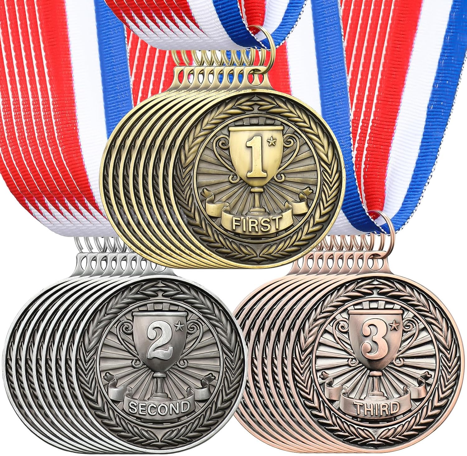 Award Medals 1st 2nd 3rd Place Medals Metal Winner Trophy Awards Gold Silver Bronze Prizes for Sports Competitions Party, 2 Inches