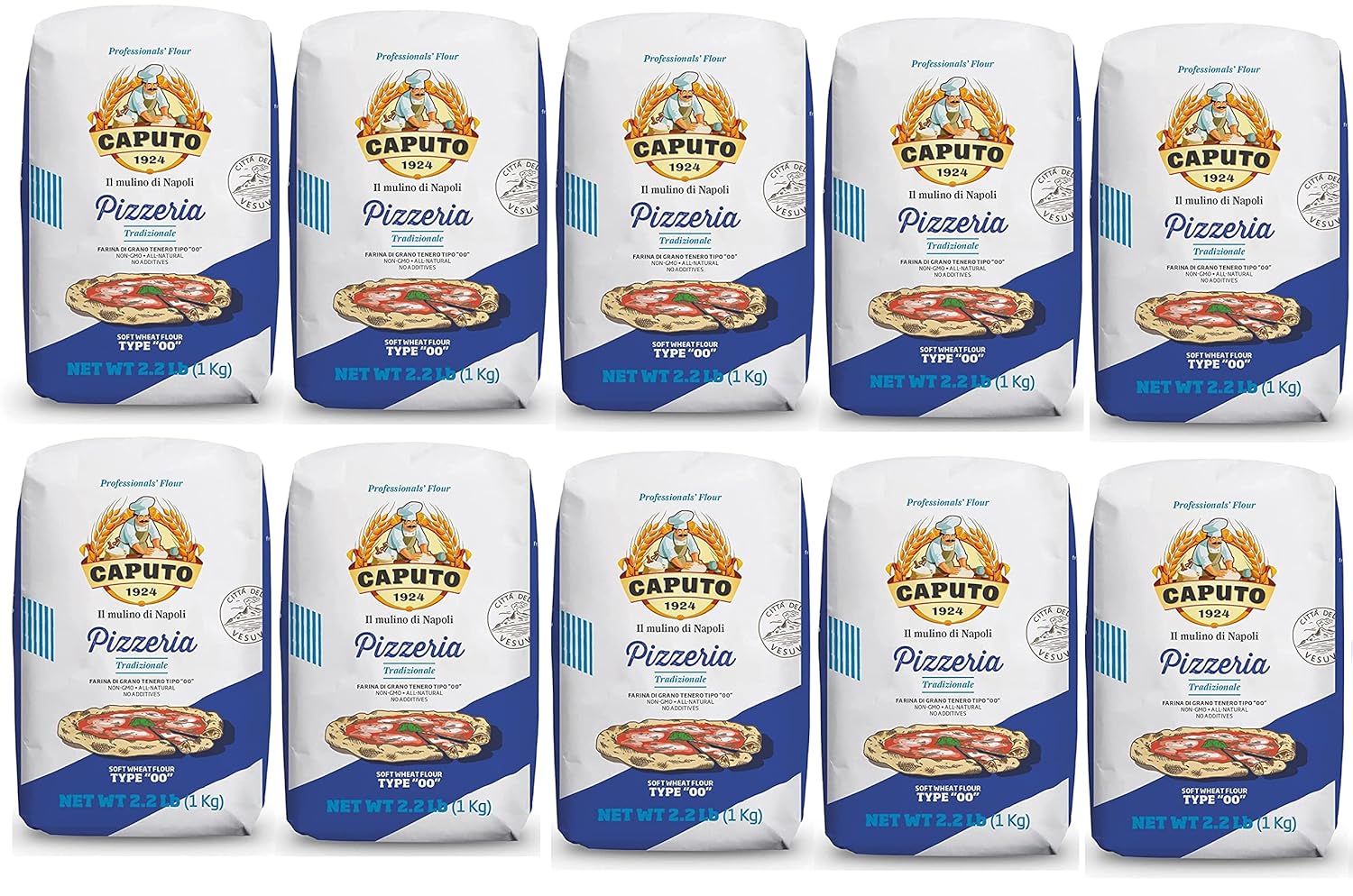 Antimo Caputo Pizzeria Blue 00 Italian Flour, Original, 2.2 Pound (Pack of 10)