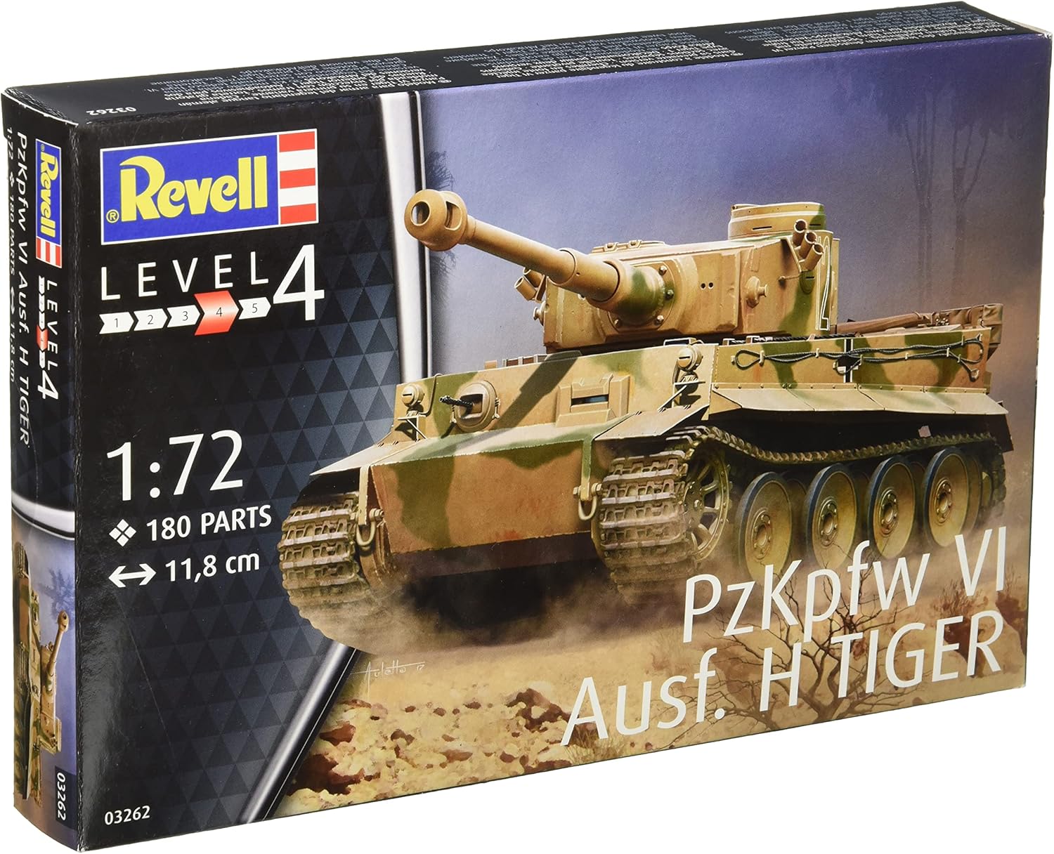 Revell 03262 PzKpfw VI Ausf. H Tiger 1:72 Scale Unbuilt/Unpainted Plastic Model Kit