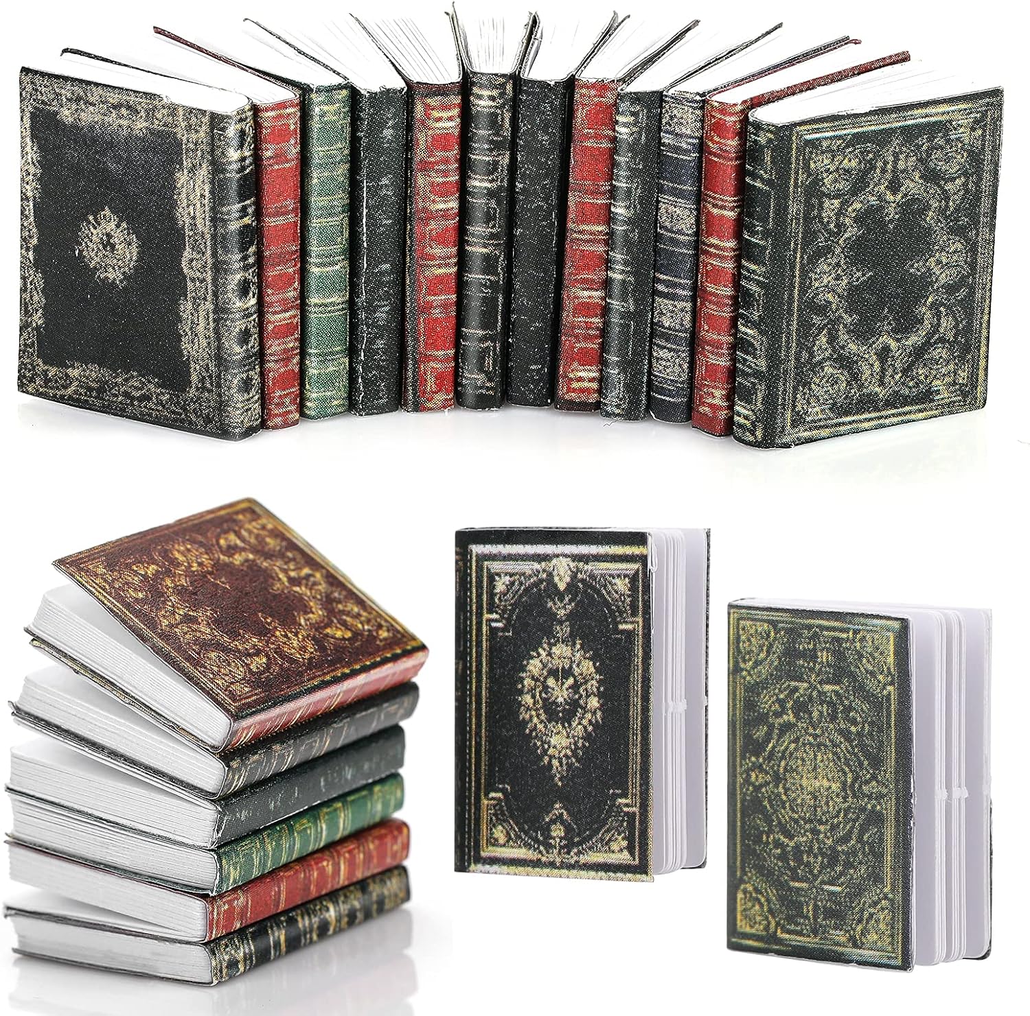 Molain Miniatures Dollhouse Books, 1:12 Scale Mini Books, Model Decoration for Dollhouse Accessories Boys and Girls Play Entertainment Supplies (12 Pcs)