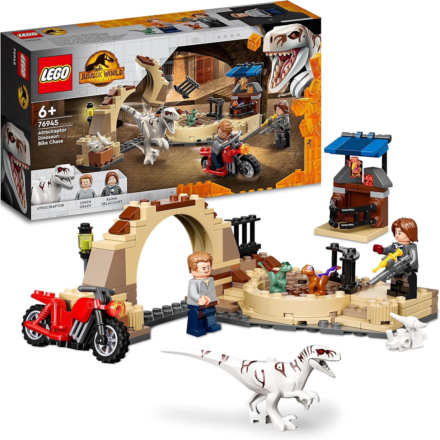 LEGO Jurassic World Atrociraptor Dinosaur Age 6+: Bike Chase 76945 Building Kit; Fun Playset for Kids Who Love Dinosaurs and Motorcycle Toys; Gift Idea for Ages 6 and up (169 Pieces)