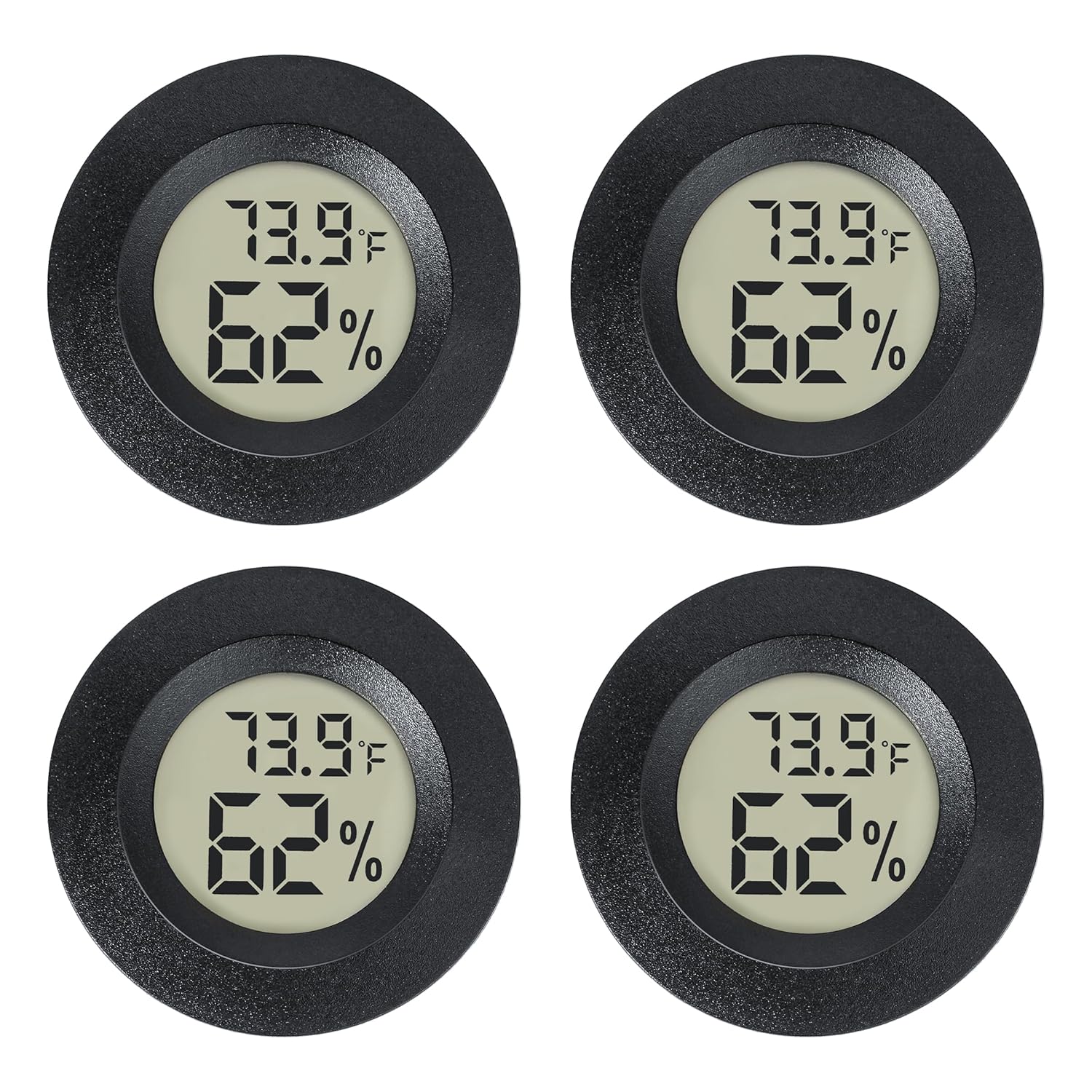 Mini Hygrometer Indoor/Outdoor Humidity Meter Hygrometer Thermometers 4 Pack Humidity Meters Gauge Mini Digital Thermometer for Humidors, Greenhouse, Garden, Cellar (4)