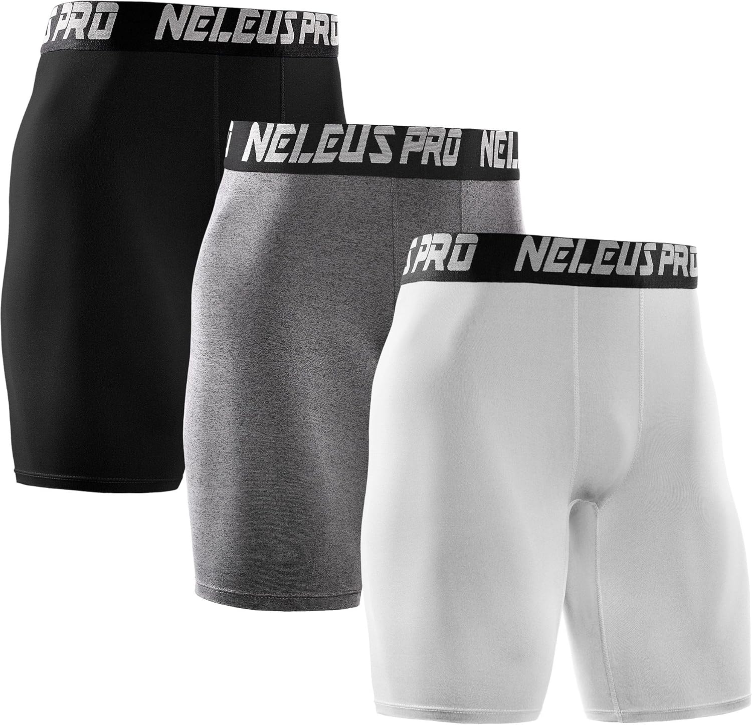 NELEUS Men's 3 Pack Performance Compression Shorts