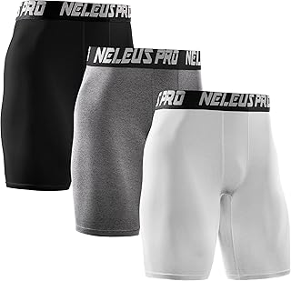 NELEUS Men's 3 Pack Performance Compression Shorts